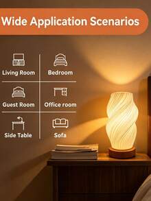 1pc USB Powered LED Desk Lamp, Minimalist Creative Design, 3-Color Adjustable Soft Light Desk Lamp, ABS Lampshade With Wooden Base, Suitable For Bedroom, Living Room, Office Home Lighting - Multicolor - View 6