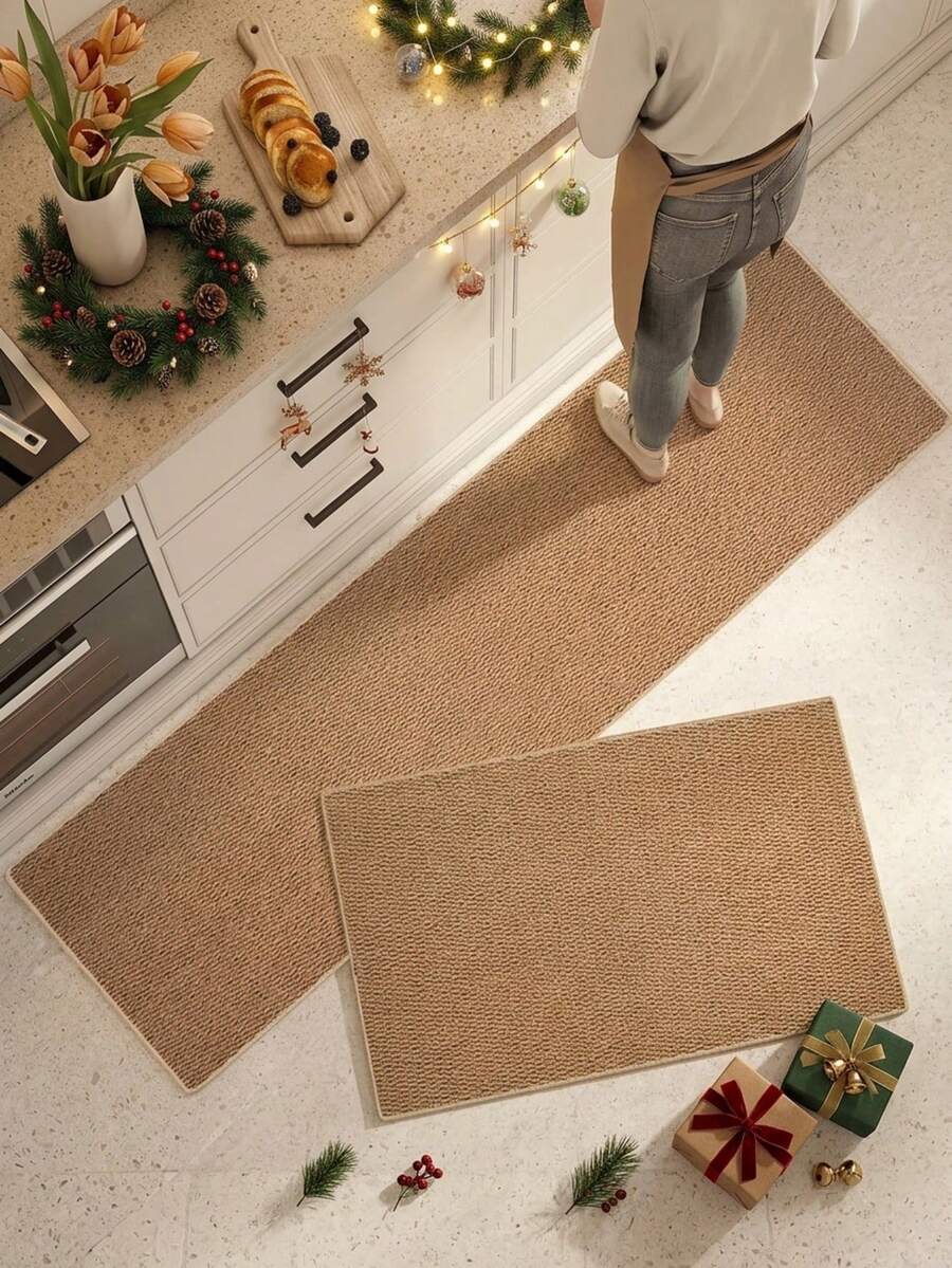 1pc/2pcs Square Pineapple Shaped Rug, Thickened Faux Sisal Carpet, Washable Bottom, Sturdy And Durable, Suitable For Kitchen, Decoration, Ins Style, Shower, Home Decor, Living Room, Bedroom, Entryway, Kitchen, Bathroom, Study