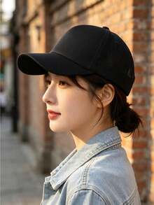 1pc Men's Solid Color Baseball Mesh Cap - Black - View 8
