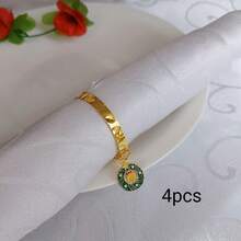 Home Decor Napkin Rings Table Decoration, Suitable For Holidays, Parties, Birthdays, Weddings, Dinners, Gatherings And Other Daily Creative Decor, Multiple Styles And Elements, Christmas Napkin Rings Metal Embossed Hammered Texture Ring Buckle, 4pcs/12pcs/102pcs Optional. - Multicolor - View 77