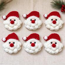6Pcs Handmade Crochet Santa Claus Christmas Ornaments, Cute Knitted Xmas Tree Hanging Decorations For Gift Wrapping DIY Holiday Party Decor - A - View 10