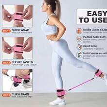 3-Piece Hip Resistance Band Set, Includes Ankle Strap, Hip And Leg Resistance Rope, Waist Shaping, Cable Machine, Hip Lift Ankle Elastic Band Training Set - Multicolor - View 5