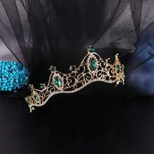 1pc Women's Fashion Princess 3D Crown Sweet Luxury Rhinestone Birthday Hair Accessory Headband - Green - View 2