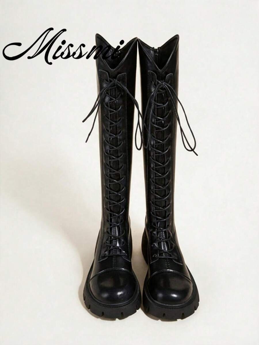 2024 New Mid-Calf/Knee-High Lace-Up Boots For Women, Summer/Early Autumn,Party