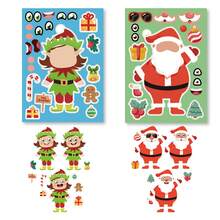 24pcs Children's DIY Stickers, Christmas Character Face-Changing Design, Parent-Child Interactive Puzzle Toy, Brain Development, Holiday Party Gift, Gift Wrapping Stickers, Kindergarten Toy, Suitable For Tables, Notebooks, Balloons, Suitcases, Refrigerators, Etc. - Mixed Color - View 4
