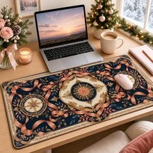 1pc Vintage Royal Ribbon Aesthetic Desk Mat, Ornate Floral Print Large Mouse Pad For Dorm & Vanity Table Decor - View 9