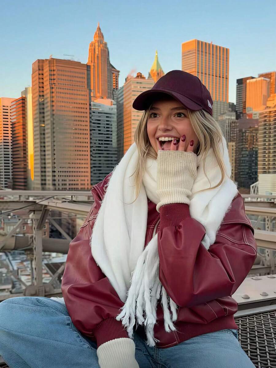 1PC Women's Classic Solid Color Tassel Faux Cashmere Small Size Scarf, Minimalist Design, Elegant And Fashionable, Warm And Soft For Autumn/Winter, Can Also Be Used As A Shawl, Suitable For Daily Wear - Multicolor - View 1