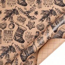 1 Roll, 43*300cm (16.93*118.11in), Christmas Sock Pinecone Pattern Wrapping Paper, Retro Kraft Paper, Cute Cartoon Christmas Element Patterns... Christmas Style Printed Gift Wrapping Paper, Festival Gift Wrapping Paper - Multi-color - View 8