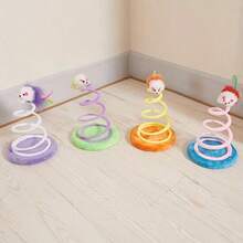 1pc Random Color Spring Plush Mouse Cat Toy, Interactive Spiral Spring Cat Teaser Toy With Soft Round Base, Bite Resistant Kitten Play Toy For Indoor Cats, Relieve Boredom & Exercise Hunting Instinct Pet Toy - View 6