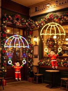 40CM Christmas Parachute String Lights, Santa Claus Parachute, Warm White And Multicolor Options, USB Interface (Plug And Play), Suitable For Christmas Decoration, Indoor/Outdoor Use - Holiday Party Decoration - Christmas Decoration - 2026 Christmas Decoration - Outdoor Decorative Lights - Multicolor - View 5
