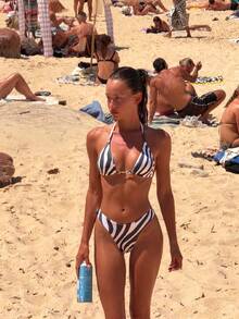 Women's Stylish And Elegant Zebra Print Swimsuit Set For Summer, Perfect For Spring And Summer Beach Getaways, Seaside Activities And Holiday Outfits. - Black and White - View 1