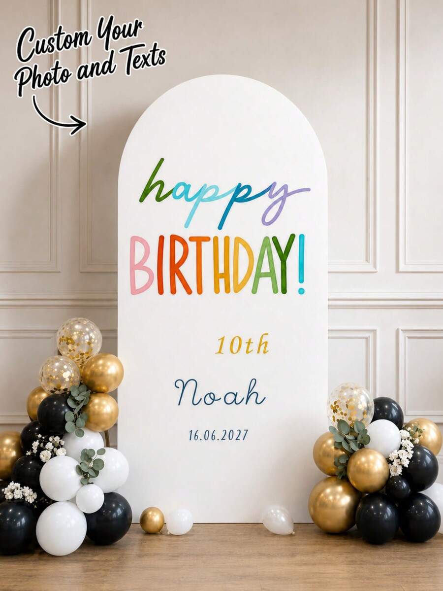 Personalized Elastic Canvas Arch Backdrop - Customizable Arch Backdrop Cover For Dome Backdrop Frame, Easy To Set Up, Indoor/Outdoor Use, Multiple Sizes Available, Perfect For Graduation Season, Birthday Party, Wedding Party, Christmas, Halloween, Valentine's Day, Mother's Day, Holiday Atmosphere, Suitable For Birthday, Theme Party, Wedding, Party Decoration, Durable Elastic Polyester Material Banner, No Electricity Required