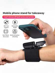 360° Rotatable Phone Holder For Wrist Or Arm, Adjustable Strap Phone Stand For Outdoor Sports Running Cycling Gym Workouts Jogging, Universal Smartphone Mount For Live Streaming Driving, Hands-Free, GPS Clip For Phone Bracket - Black - View 10