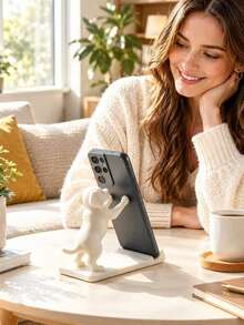 1PC Universal Phone Stand, Labrador Dog Desktop Phone Holder, Stable Base And Inclined Slot Design, Suitable For Various Smartphones, Cute Animal Desktop Decor, Suitable For Office, Bedroom, Desk, Animal Lover Gift, Desktop Ornament, Phone Holder, Back To School, Halloween, Christmas Gift Best Choice - Multicolor - View 4