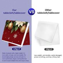 1pc Rectangular Christmas Themed Printed Tablecloth, Suitable For Indoor/Outdoor Dining, Party, Buffet, Wedding, Woven Polyester Tablecloth - Multicolor - View 10