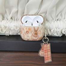 Cute Autumn Flower Rabbit With Decorative Pendant Earphone Case Compatible With Apple 5/ 4 Cute Earphone Cover Apple 2nd Gen 3rd Gen New Protective Case Pendant Airpodspro 3 Korean Style Earphone Case Pro 2 Girls Earphone Case Protective Cover - Pale Yellow - View 9
