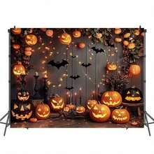 2D Flat Halloween Pumpkin Lantern Background Banner, Polyester Fiber Material, Multi-Purpose Autumn Wooden Wall Decor, No Electricity Required, Suitable For Party, Studio, Home Decor, Holiday Decoration - 1 - View 7