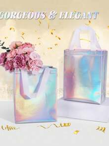 6/1pc Holographic Laser Gift Bags, Shiny Pearlescent Gift Bags, Holiday Party Gift Packaging Bags - Multiple Styles - View 7