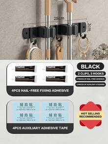 1PC-Stainless Steel Wall-Mounted Broom Hook Storage Rack, Gardening Tools Mop Hook Storage Rack, Multi-Functional Storage Rack, Easy To Install, Space-Saving, Suitable For Home, Kitchen, Garden, Laundry Room, Garage, School Dormitory - Style a - View 27