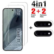 4pcs Tempered Glass Screen Protector For 11 / Pixel 11 Pro / Pixel 11 Pro XL / 10 / 10A / Pixel 10 Pro / Pixel 10 Pro XL / Pixel 10 Pro XL Fold, High Definition Transparent, Anti-Scratch, Fingerprint Unlock Support, 3D Transparent Phone Lens Protector, Rear Camera Lens Protector Film, Protective Pad - Clear - View 2