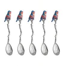 Luxury Parrot Teaspoon Set, 5-Piece Dessert Spoons For Elegant Tea Parties, Refined Table Setting For Bridal Showers, Celebrations & Special Gifts - Silver - View 5