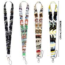 1 Piece Cute Cartoon Cat Lanyards, 4 Styles Kitty Print Neck Strap With Metal Clasp For ID Badge Phone Key Office School Work - Multicolor - View 11