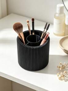 Vintage Vertical Stripe Makeup Storage Bucket, 3D Printed One-Piece Molding, Multi-Compartment Divided Space, Organized Placement Of Various Makeup Tools, Easily Create A Refined Vanity - Multicolor - View 2