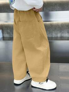 1pc Boys Pants, Little Boy Long Pants, Casual Pants, Young Boy Barn Style Pants, Suitable For All Seasons - Khaki - View 1