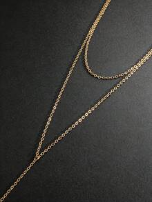 1pc Women's Luxury Gold Rhinestone Pendant Back Chain, Sexy Y-Shaped Long Draping Backless Necklace, Minimalist Versatile Body Chain Backless Dress Accessory, Suitable For Dates, Weddings, Parties, Evening Events And Summer Vacations - Gold - View 3