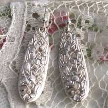 Vintage Bronze & Silver Tone Spoon Shaped Earrings, Commemorative Niche Ear Jewelry - Silver - View 1