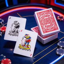 1pc Classic Motorcycle Pattern Playing Cards, 56 Cards, Blue Core Paper, Double-Sided Linen Texture, Party Table Game Entertainment Cards, Family Gathering Desktop Game Cards - Multicolor - View 3