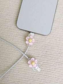 2pcs Transparent Flower Shaped Charging Head Protective Cover Cable Protector, Charger Protector - Multicolor - View 3