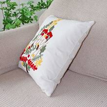 1pc Christmas Embroidered Pillow Case, Christmas Tree & Golden Bell Pattern Square Cushion Cover, White Decorative Pillowcase, Sofa Home Christmas Decoration, Pillow Insert Not Included - Multicolor - View 7