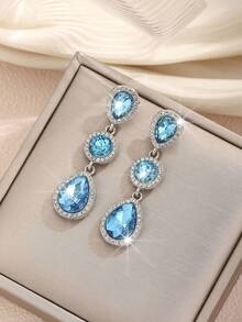 1 Pair Bohemian Alloy Glass Rhinestone Fashion High-End Popular Versatile Bestselling Earrings - Lake Blue - View 2