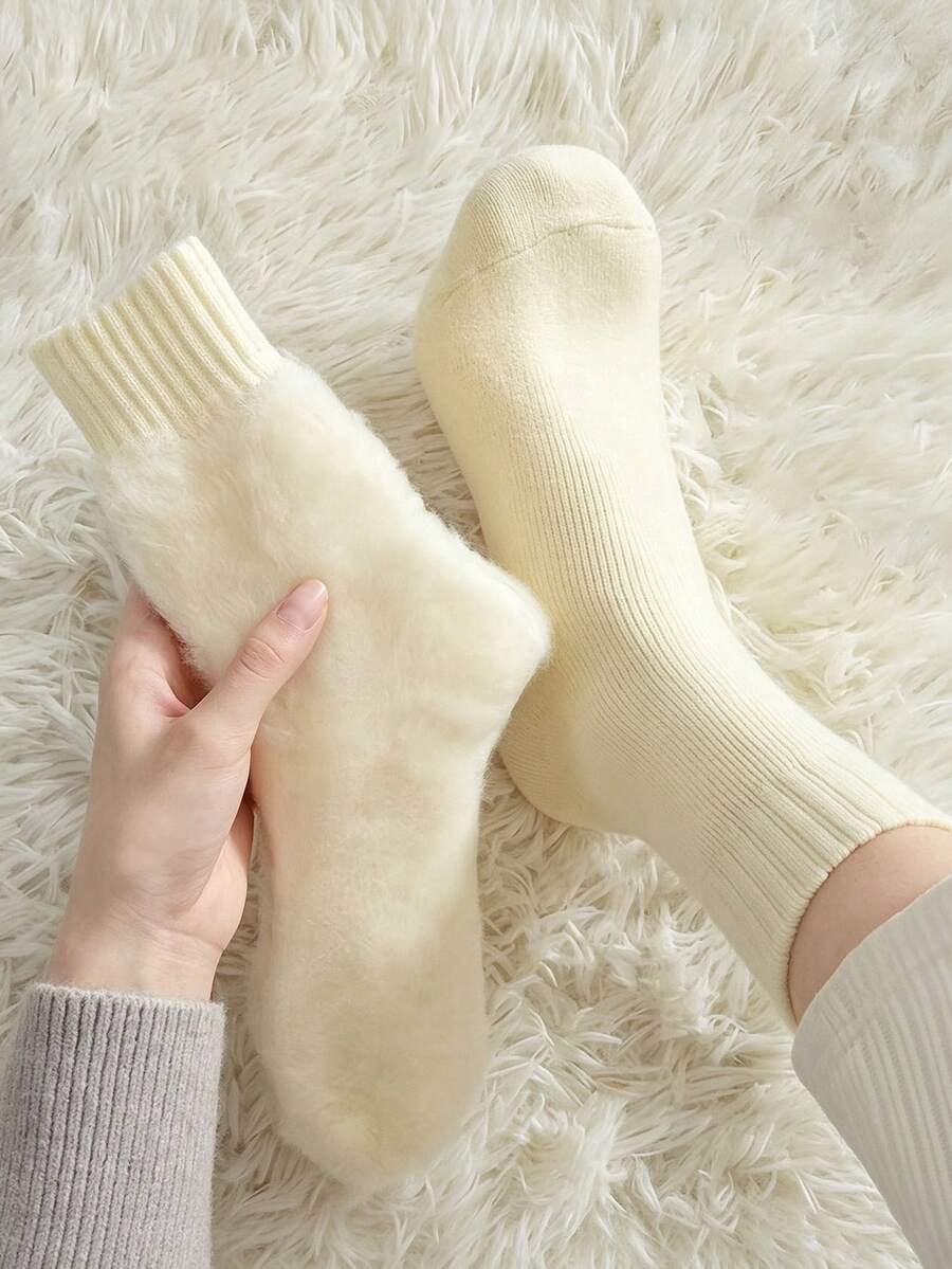 1/3/6 Pairs Women' Winter Thermal Socks - Thick Plush Lining Warm Snow Suitable For Weather, Soft Machine Washable Polyester Sole Socks, Outdoor Use, Unisex Suitable For - Multicolor - View 1