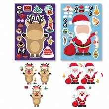 24pcs Children's DIY Stickers, Christmas Character Face-Changing Design, Parent-Child Interactive Puzzle Toy, Brain Development, Holiday Party Gift, Gift Wrapping Stickers, Kindergarten Toy, Suitable For Tables, Notebooks, Balloons, Suitcases, Refrigerators, Etc. - Mixed Color - View 5