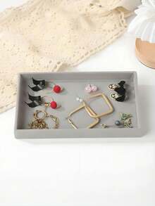1-9pcs Velvet Jewelry Tray Set, Large Capacity, Independent Compartments, Stackable Jewelry Display Stand For Earrings, Necklaces, Bracelets, Rings, Hair Clips - Multicolor - View 11