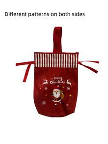 1pc Christmas Themed Velvet Drawstring Gift Bag, Suitable For Reusable Candy Storage, Holiday Season Gift Packaging, Also Can Be Used As Party Favor, Jewelry Storage Bag Or Wedding Gift, Suitable For New Year Party - Multicolor - View 15
