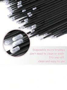 200/100/50/20pcs Micro Applicators - Black Micro Mascara Wands - Disposable Micro Brushes - Micro Lash Lift Applicators - Microfiber Lash Brushes For Eyelashes - Black - View 2