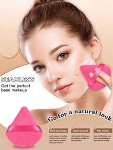 50/20/10/5/1pc Triangle Makeup Sponge, Reusable Multi-Functional Makeup Tool, Suitable For Foundation, Primer, BB Cream, Sunscreen, Cushion, Blush, Etc., Perfect Replacement For Your Brushes, Free Your Hands, Travel And Home Essential (50/40/30/24/20/15/5/3/1 Pc - Hot Pink - View 5