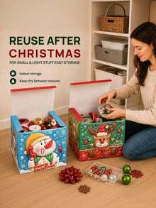 Christmas Gift Box Set, Stackable Nesting Christmas Gift Boxes With Lids, 4 Styles: Snowman/Santa/Deer/Christmas Tree, Suitable For Gift Packaging And Christmas Party Decoration, Can Hold Gifts - Gift Box - View 2
