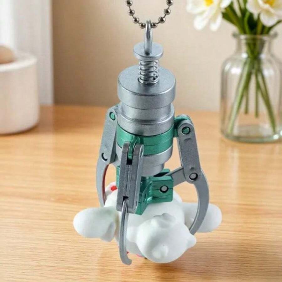 Creative Mini Hair Claw Clip Fidget Toy Stress Relief Gadget Keychain Doll Machine Claw DIY Pendant