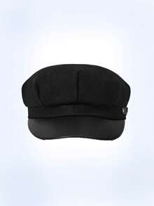 Y2Kool 1pc Women Buckle Decor Baker Boy Cap - Black - View 2