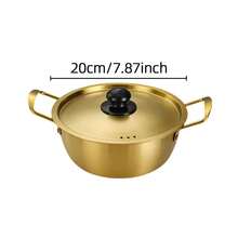 1pc Instant Noodle Pot, Gold Korean Style Ramen Pot, Stainless Steel Soup Pot, Gold Ramen Pot, Seafood Pot, Home Induction Cooker Instant Noodle Pot, Suitable For Soup, Heating Milk, Heat-Resistant Soup Pot, Dual Handle Design For Cooking Instant Noodles, Milk And Soup, Compact And Portable, Suitable For Office And Travel Use. - View 12