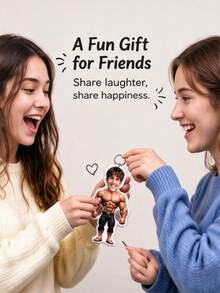 Customized Photo Keychain, Personalized Keychain, Muscular Man, Suitable For Father's Day, Mother's Day, Halloween, Christmas Eve, Valentine's Day, Birthday, Anniversary - Multicolor - View 4