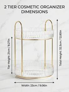 1pc 1/2/3 Tier 360° Rotating Multi-Function Cosmetic Storage Rack, Large Capacity Bathroom Toiletries Organizer, Transparent Desktop Storage Box For Skincare Products On Vanity, Strong Detachable Multi-Function Organizer Rack, Suitable For Tall Bottles - Multicolor - View 11