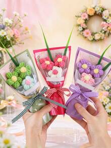 1 Bunch Mini Artificial Flower Bouquet With Gift Bag, 15.5cm*8.5cm, Valentine's Day Small Gift, Mother's Day Bouquet, Wedding Favor Choice - Multicolor - View 4