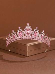 A Fashionable And Exquisite Alloy Crown, Perfect For Women To Wear In Wedding Group Photos. - Watermelon Pink - View 1