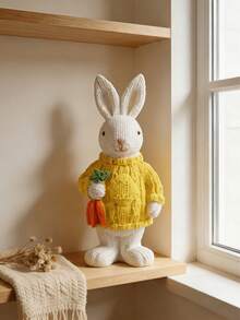 1pc Rabbit Figurine, Colorful Hand-Painted Cartoon Rabbit Statue With Wreath And Accessories, Cute Spring Easter Home Living Room Bedroom Office Desk Bookshelf Entryway Decor, Kawaii Animal Collectible Gift - A - View 2