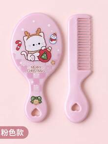 2pcs Christmas Cute Mirror & Comb Set, Customized Christmas Small Gift, Simple & Portable - Multicolor - View 6
